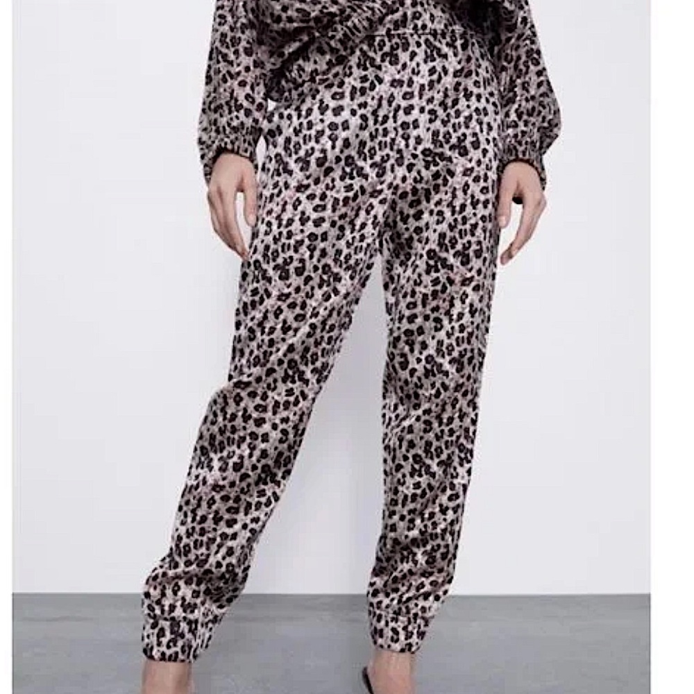 Zara leopard print satin pants